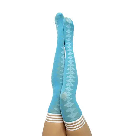 Kixies Golf Collection Par 4 Argyle Thigh-High Blue Size A  Lingerie - Stockings & Leggings