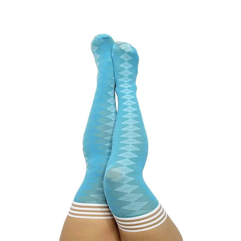 Kixies Golf Collection Par 4 Argyle Thigh-High Blue Size C  Lingerie - Stockings & Leggings