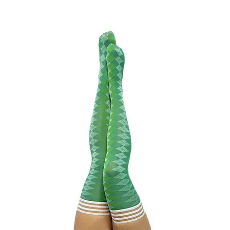 Kixies Golf Collection Par 4 Argyle Thigh-High Green Size A  Lingerie - Stockings & Leggings