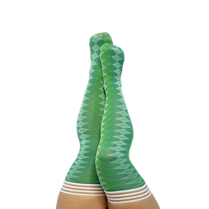 Kixies Golf Collection Par 4 Argyle Thigh-High Green Size C  Lingerie - Stockings & Leggings