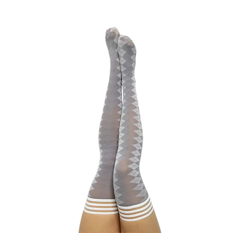 Kixies Golf Collection Par 4 Argyle Thigh-High Grey Size A  Lingerie - Stockings & Leggings