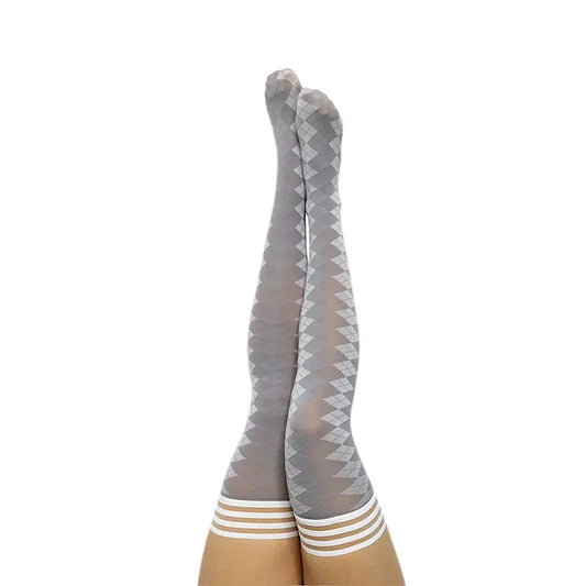 Kixies Golf Collection Par 4 Argyle Thigh-High Grey Size A  Lingerie - Stockings & Leggings