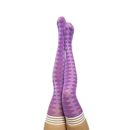 Kixies Golf Collection Par 4 Argyle Thigh-High Purple Size B  Lingerie - Stockings & Leggings