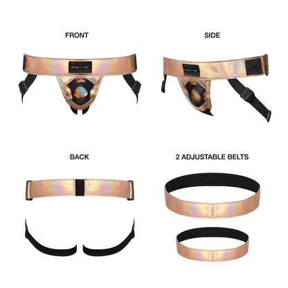 LEATHERETTE HARNESS CURIOUS - ROSE GOLD HOLOGRAPHIC  Strap-Ons & Harnesses