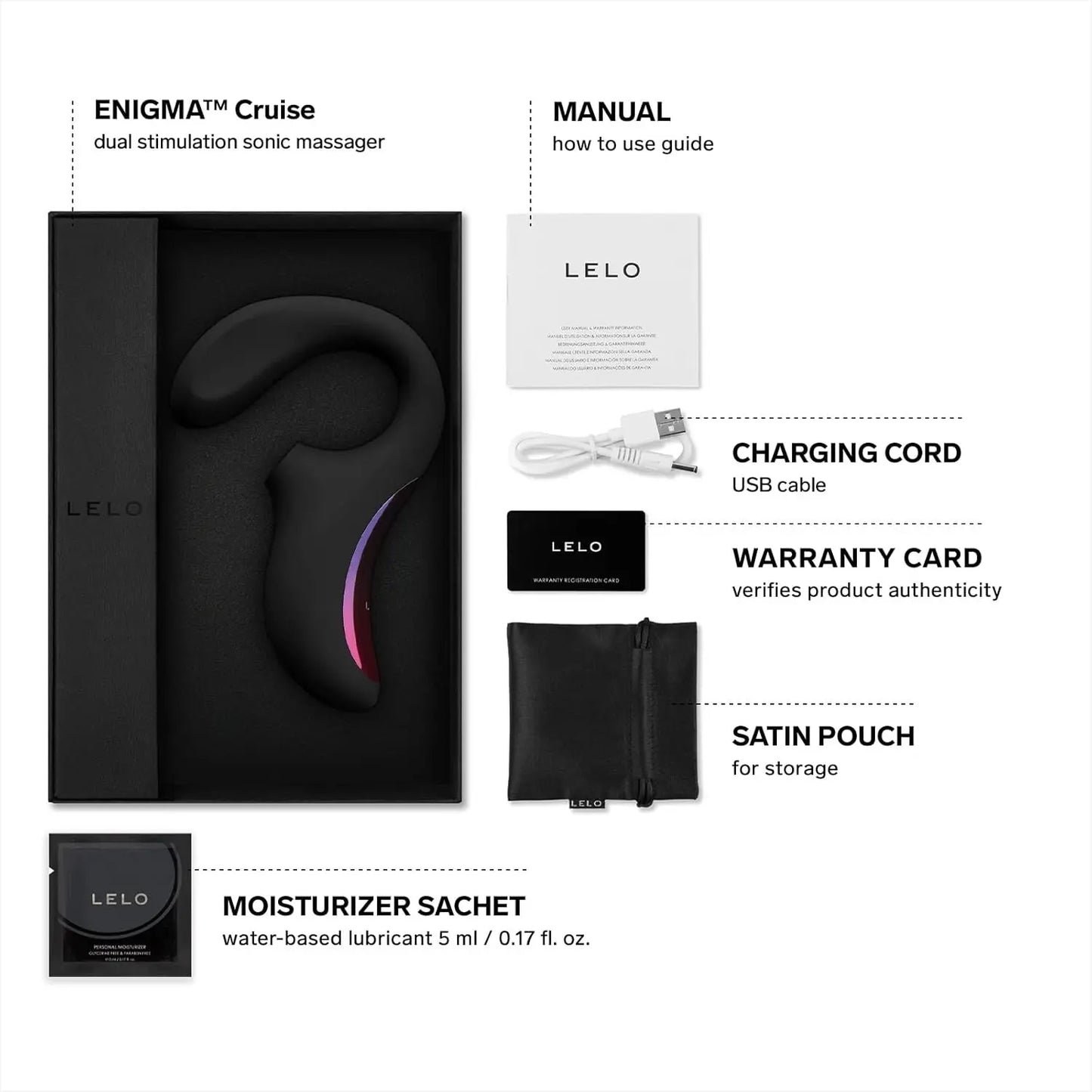 LELO ENIGMA CRUISE Suction Dual Vibrator Sex Toy Black  G-Spot Vibrator