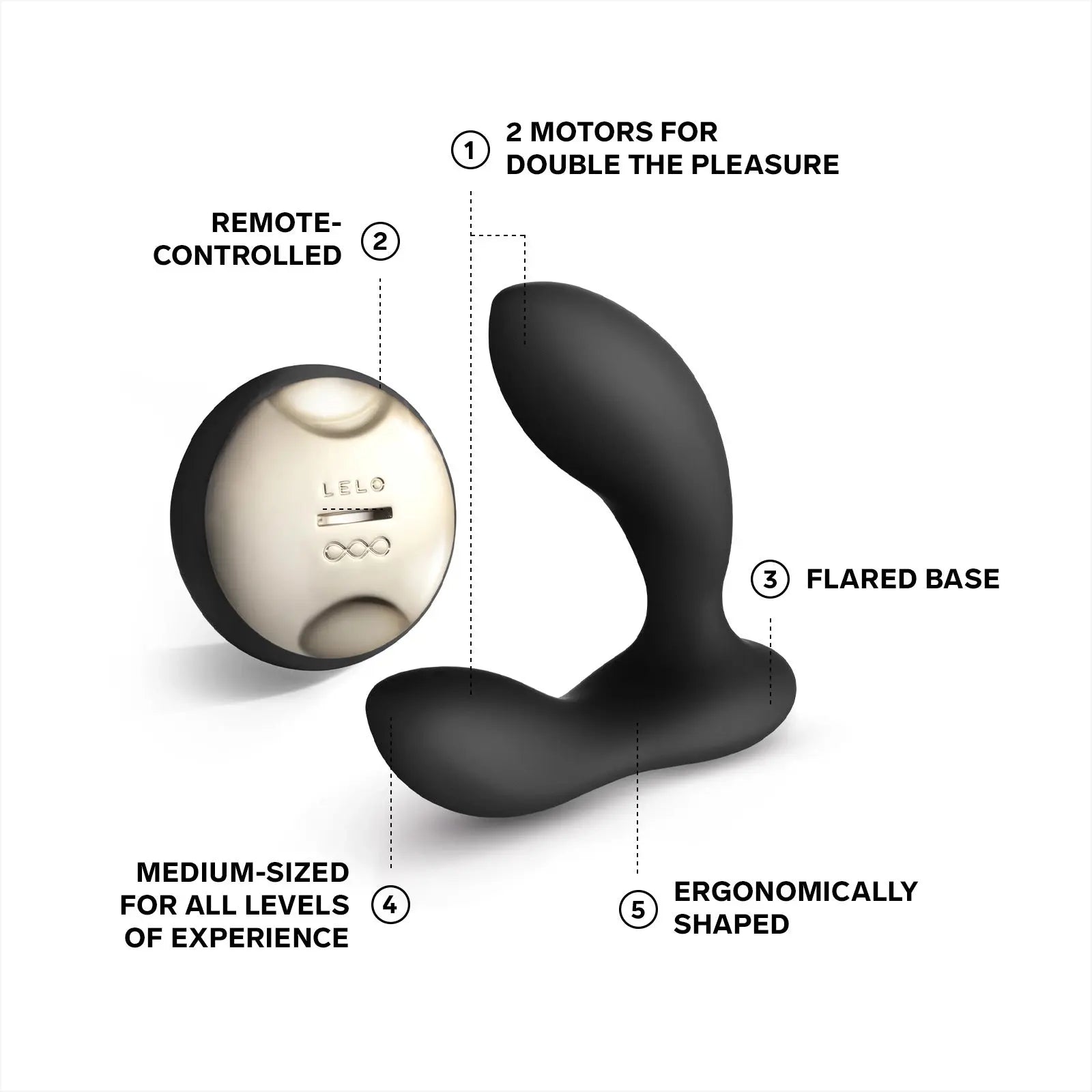 LELO Hugo Prostate Massager Anal Sex Toy for Men Black  For Him