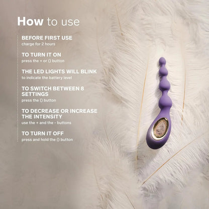LELO SORAYA Beads Vibrating Anal Beads Massager Sex Toy Violet Dusk  Vibrating Anal Sex Toy