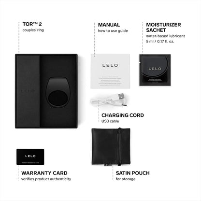 LELO Tor 2 Black Couples Sex Toy Cock Ring  Sex Toy for Men