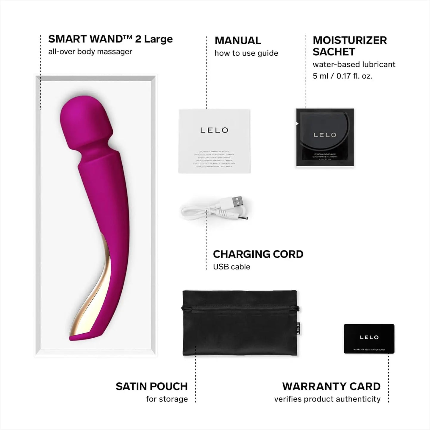 LELO Wand Vibrator Smart Wand 2 Large Deep Rose  Wand Vibrator