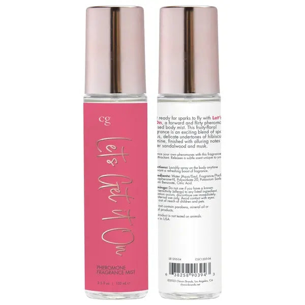 LET'S GET IT ON Fragrance Body Mist with Pheromones - Fruity - Floral 3.5oz | 103mL  Lubes, Lotions and Accessories