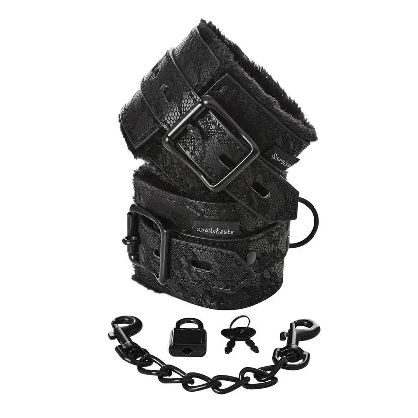 Lace Adjustable Fur Lined Sex Handcuffs  Restraints and Cuffs
