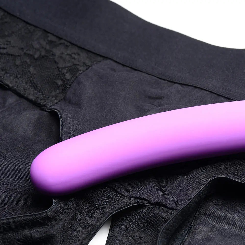 Lace Envy Black Pegging Set with Lace Crotchless Panty Harness and Dildo - L-XL  Pegging Kit