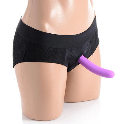 Lace Envy Black Pegging Set with Lace Crotchless Panty Harness and Dildo - L-XL  Pegging Kit