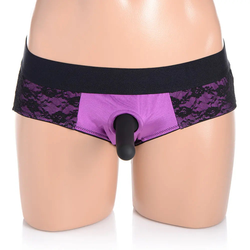 Lace Envy Pegging Set with Lace Crotchless Panty Harness and Dildo - L-XL  Pegging Kit