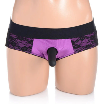 Lace Envy Pegging Set with Lace Crotchless Panty Harness and Dildo - L-XL  Pegging Kit