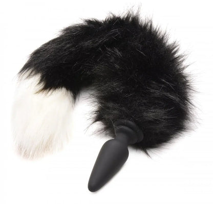 Large Anal Plug with Interchangeable Fox Tail Butt Plug - Black  BDSM Pet Play Anal Plug