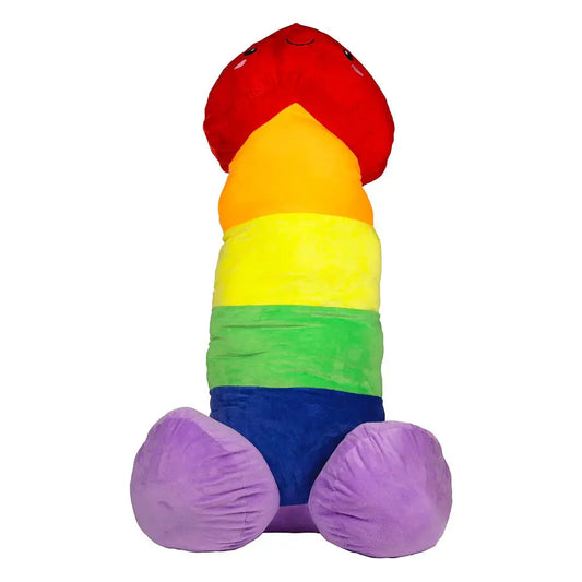 Large Rainbow Stuffed Penis - XL Plush Penis Stuffy 39 inches  Novelties - Gag Gifts