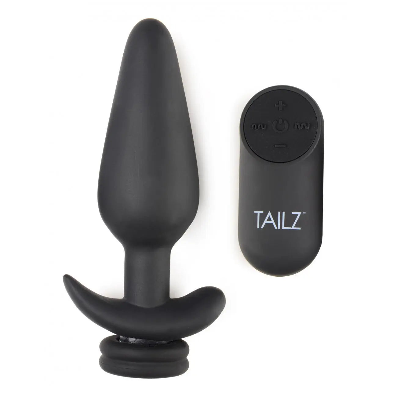 Large Vibrating Anal Plug with Fox Tail Butt Plug Attachment - Black and White  BDSM Pet Play Anal Plug