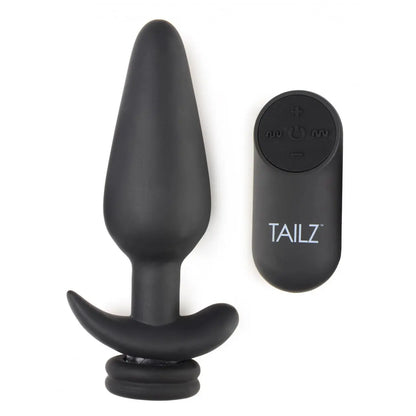 Large Vibrating Anal Plug with Fox Tail Butt Plug Attachment- White  BDSM Pet Play Anal Plug