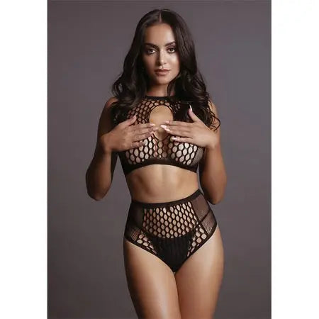 Le Desir Duo Key Hole Bra Set Black O/S  Lingerie - Dresses