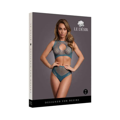 Le Desir Duo Net Key-Hole Bra Set Ocean Deep O/S  Lingerie - Bra and Panty sets