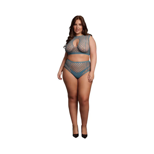 Le Desir Duo Net Key-Hole Plus Size Lingerie Bra Set Ocean Deep Queen Size  Lingerie - Bra and Panty sets