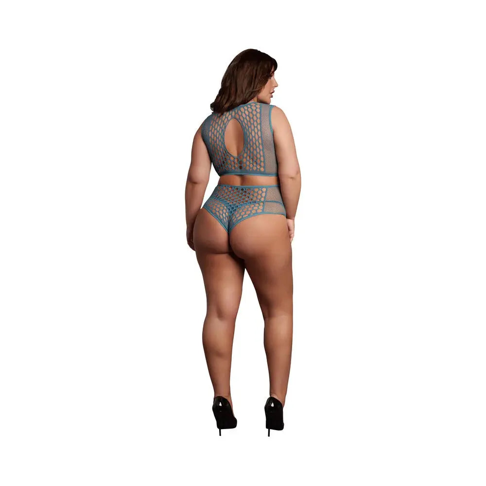 Le Desir Duo Net Key-Hole Plus Size Lingerie Bra Set Ocean Deep Queen Size  Lingerie - Bra and Panty sets