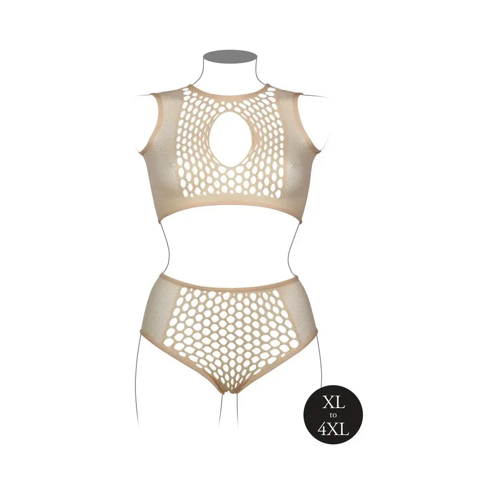 Le Desir Duo Net Key-Hole Plus Size Lingerie Bra Set Sandy Beach Queen Size  Lingerie - Bra and Panty sets