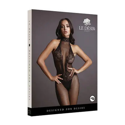 Le Desir Fishnet & Lace High-Neck Bodystocking Black O/S  Lingerie - Body Stockings