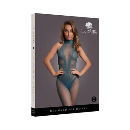 Le Desir Fishnet and Lace Bodystocking Ocean Deep O/S  Lingerie - Body Stockings