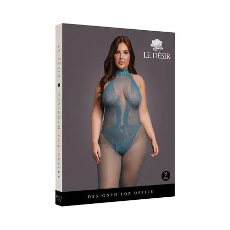 Le Desir Fishnet and Lace Bodystocking Ocean Deep Queen Size  Lingerie - Body Stockings