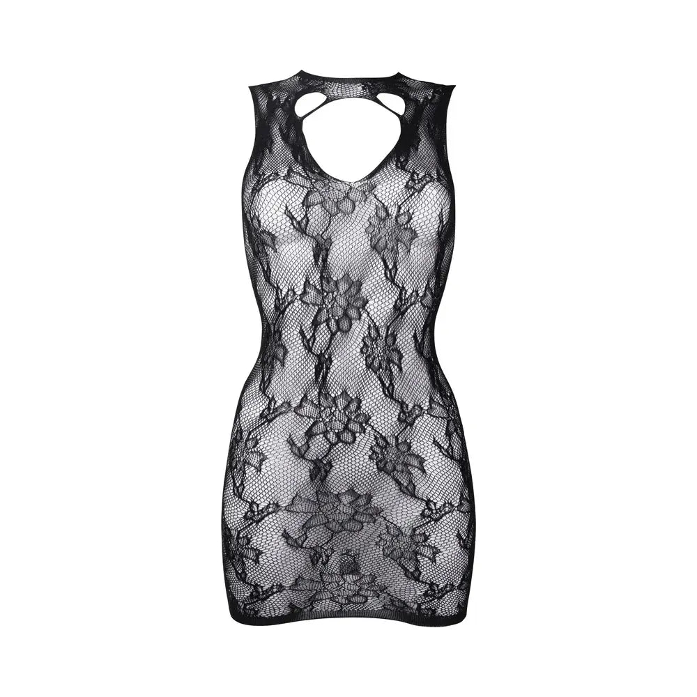 Le Desir High Neck Lace Mini Dress Black O/S  Lingerie - Dresses