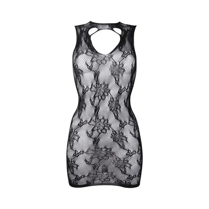 Le Desir High Neck Lace Mini Dress Black O/S  Lingerie - Dresses