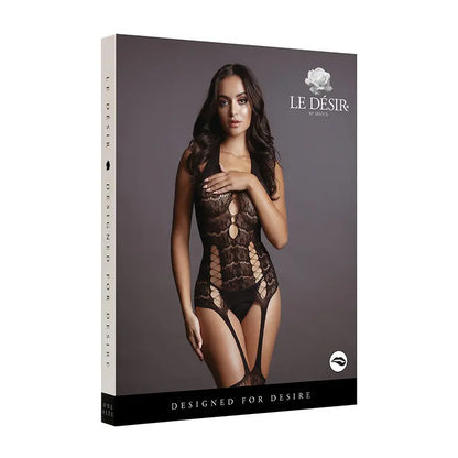 Le Desir Lace Suspender Bodystocking Black O/S  Lingerie - Body Stockings
