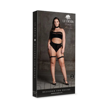 Le Desir Shade Ananke XII Choker, Bandeau Top & Panty with Garters Black Queen  Lingerie - Bra and Panty sets