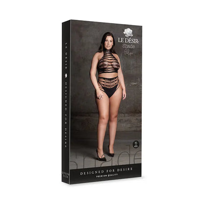 Le Desir Shade Carpo XLVI 2-Piece with Turtleneck, Crop Top & Panty Black Queen Size  Lingerie - Bra and Panty sets