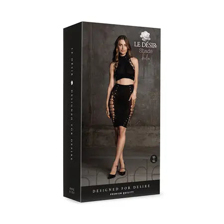 Le Desir Shade Kala XXXVII 2-Piece with Turtleneck, Crop Top & Skirt Black O/S  Lingerie - Bra and Panty sets