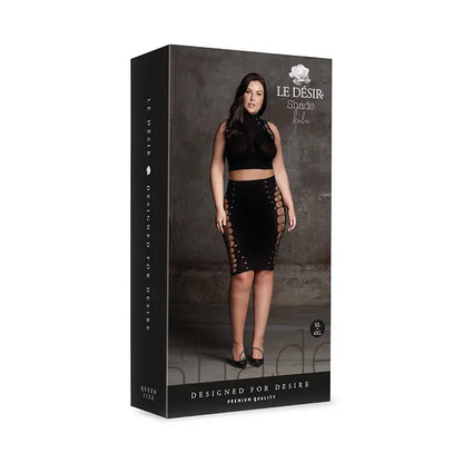 Le Desir Shade Kala XXXVII 2-Piece with Turtleneck, Crop Top & Skirt Black Queen Size  Lingerie - Bra and Panty sets