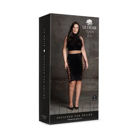 Le Desir Shade Kala XXXVII 2-Piece with Turtleneck, Crop Top & Skirt Black Queen Size  Lingerie - Bra and Panty sets