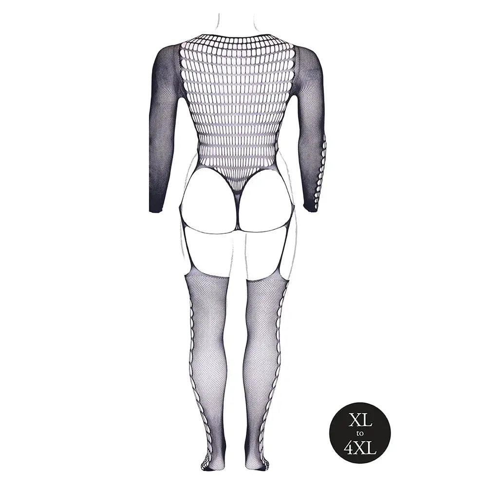 Le Desir Shade Kalyke XXIII Plus Size Lingerie Bodystocking with Turtleneck Black Queen Size  Lingerie - Body Stockings