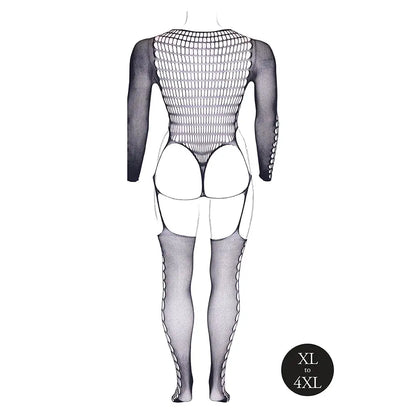 Le Desir Shade Kalyke XXIII Plus Size Lingerie Bodystocking with Turtleneck Black Queen Size  Lingerie - Body Stockings