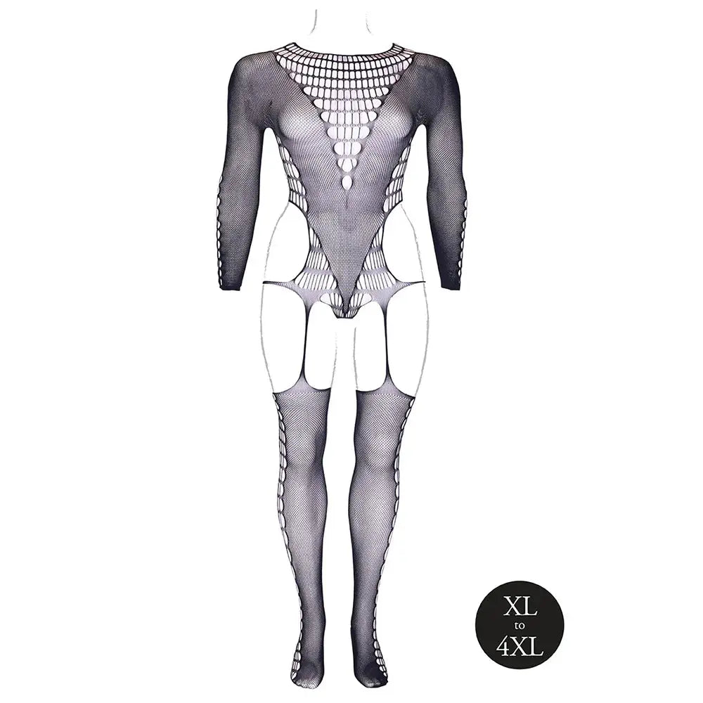 Le Desir Shade Kalyke XXIII Plus Size Lingerie Bodystocking with Turtleneck Black Queen Size  Lingerie - Body Stockings