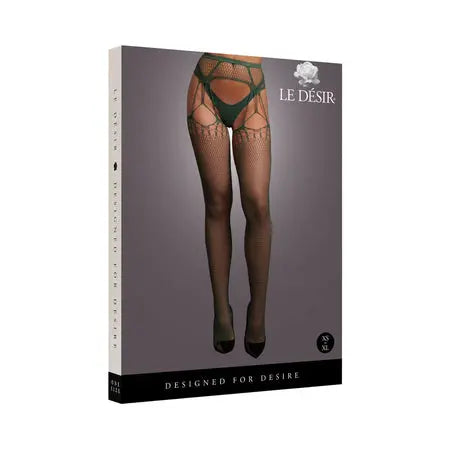 Le Desir Shredded Suspender Pantyhose Midnight Green O/S  Lingerie - Stockings & Leggings