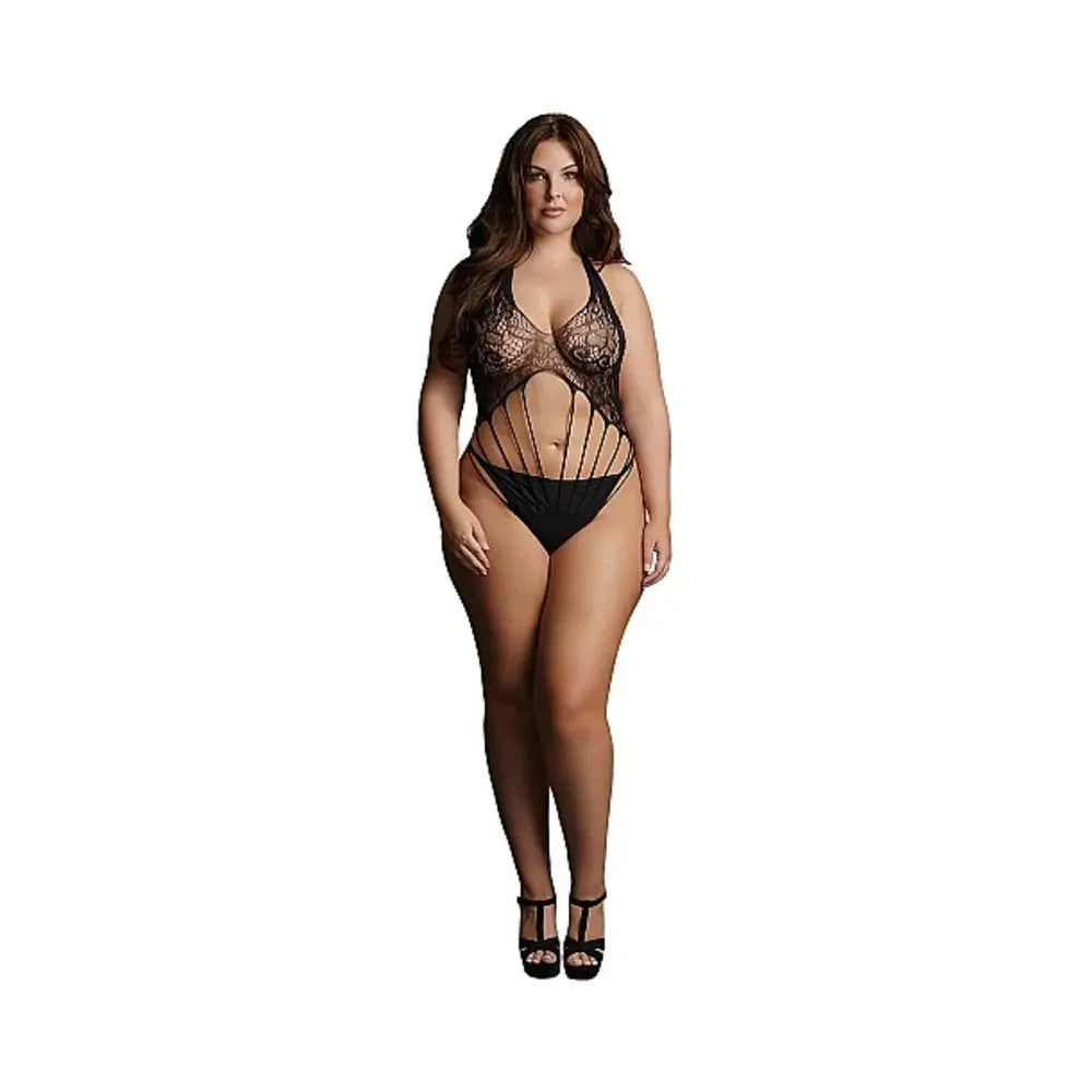 Le Desir Strappy Plus Size Lingerie Lace Teddy Black Queen Size  Lingerie - Body Stockings
