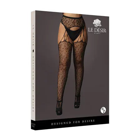 Le Desir Suspender Leopard Pantyhose Black Queen Size  Lingerie - Stockings & Leggings