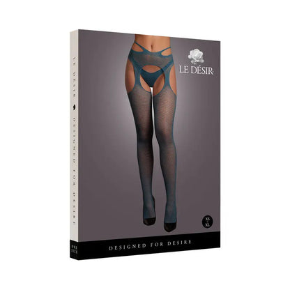 Le Desir Suspender Pantyhose with Strappy Waist Ocean Deep O/S  Lingerie - Stockings & Leggings
