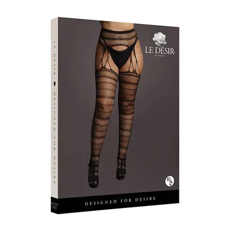 Le Desir Suspender Striped Pantyhose Black Queen Size  Lingerie - Stockings & Leggings
