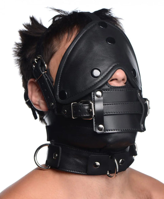 Leather Bondage Head Harness with Removable Gag BDSM Mask  Masks, Gags and Blindfolds