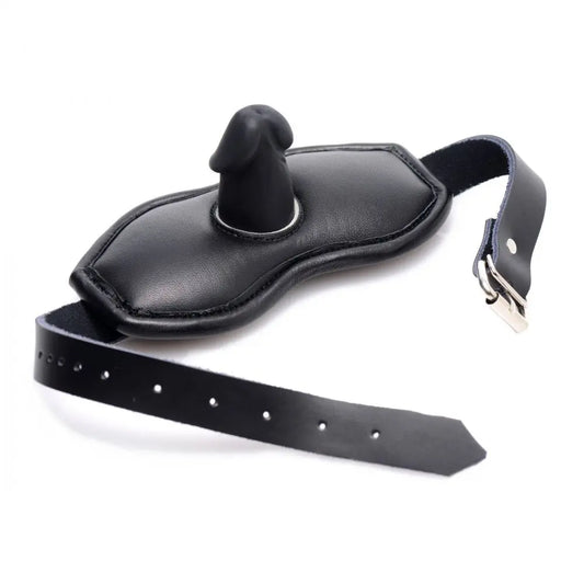 Leather Padded Silicone Penis Mouth Gag BDSM Gag  Masks, Gags and Blindfolds