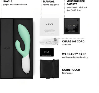 Lelo Ina 3 Luxury Rabbit Vibrator Sex Toy - Seaweed Green  Rabbit Vibrators